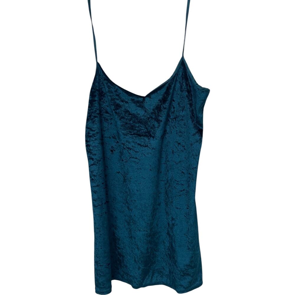 Vintage Intimate Moods Velour Nightgown Womens Size S Teal Sleeveless V Neck
